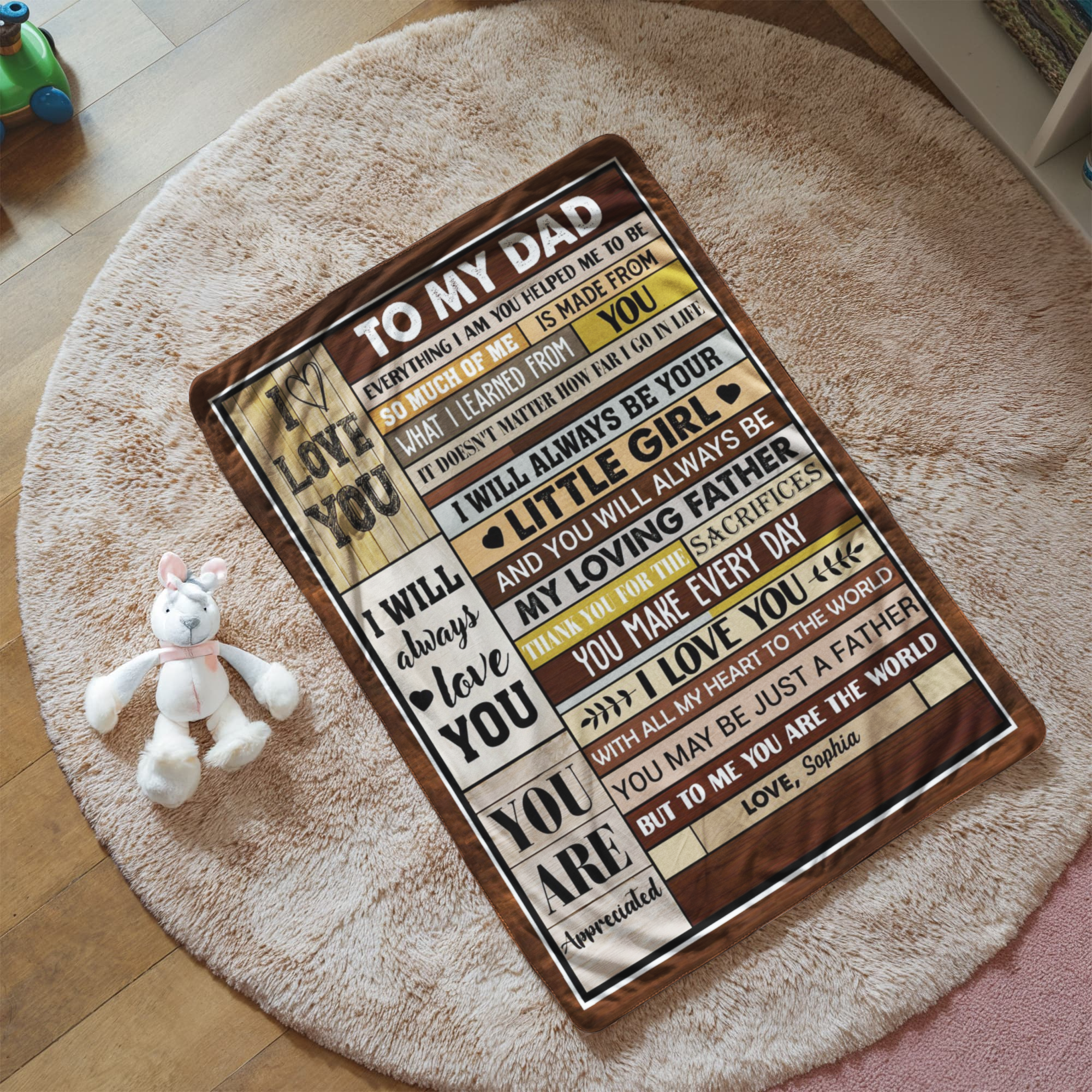 Personalized dad blanket with message