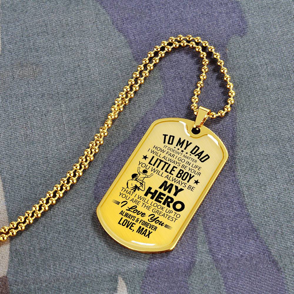 Personalized To My Dad Dog Tag Necklace - "I&