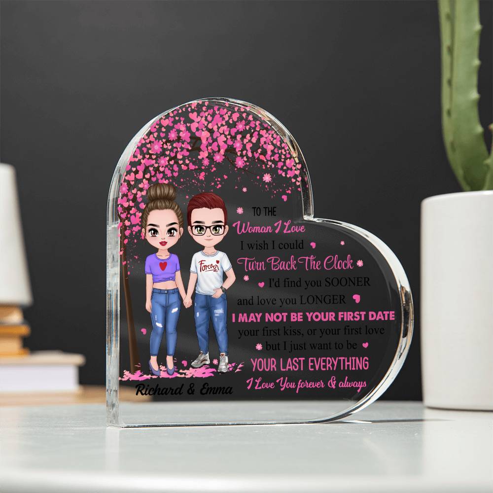Personalized Valentine Heart Acrylic Plaque – Custom Couple Name & Clipart Romantic Gift for Girlfriend, Wife or Partner