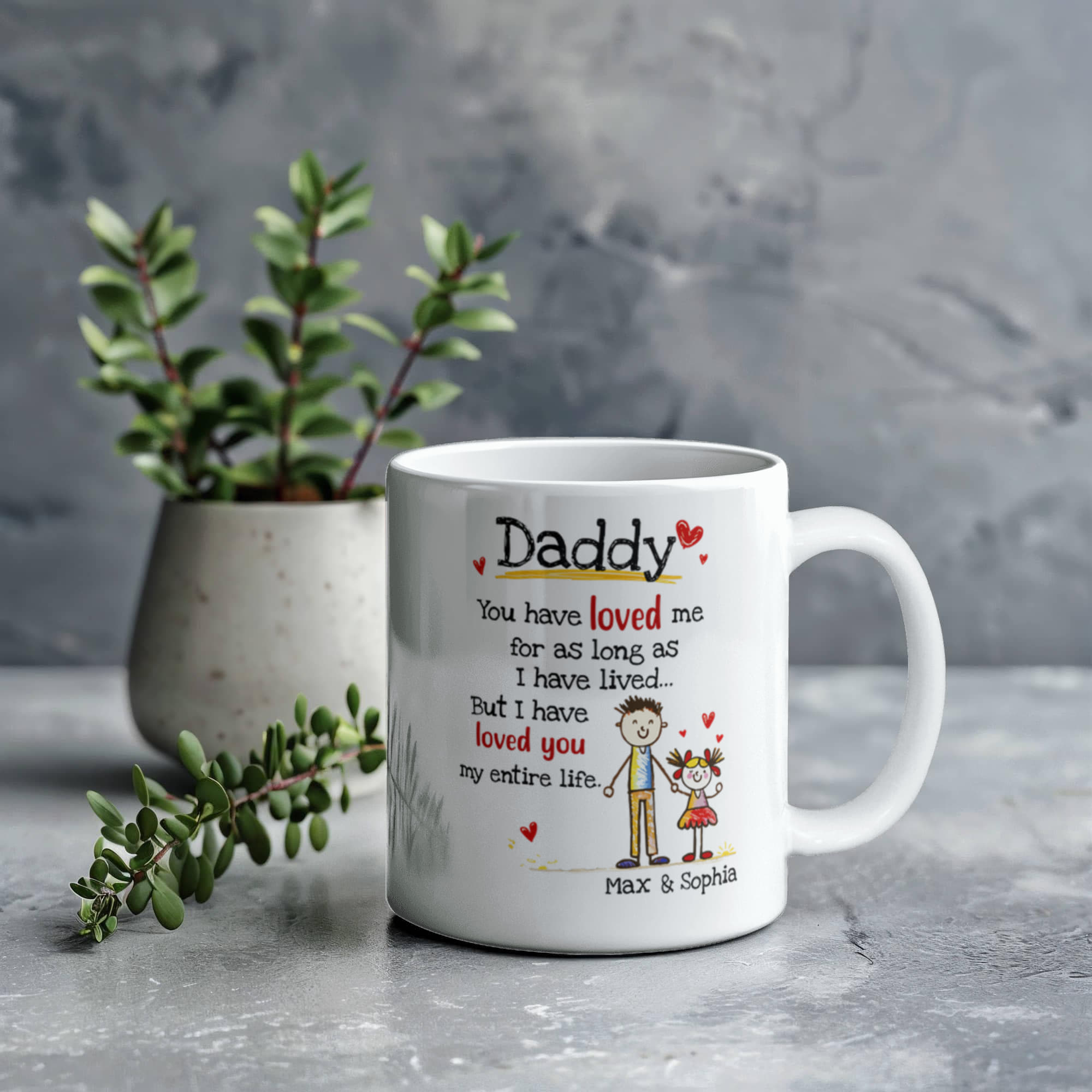 Daddy Personalized Mug from Kids – Custom Dad Coffee Mug with Kids Names, Sentimental Father’s Day Gift for Daddy