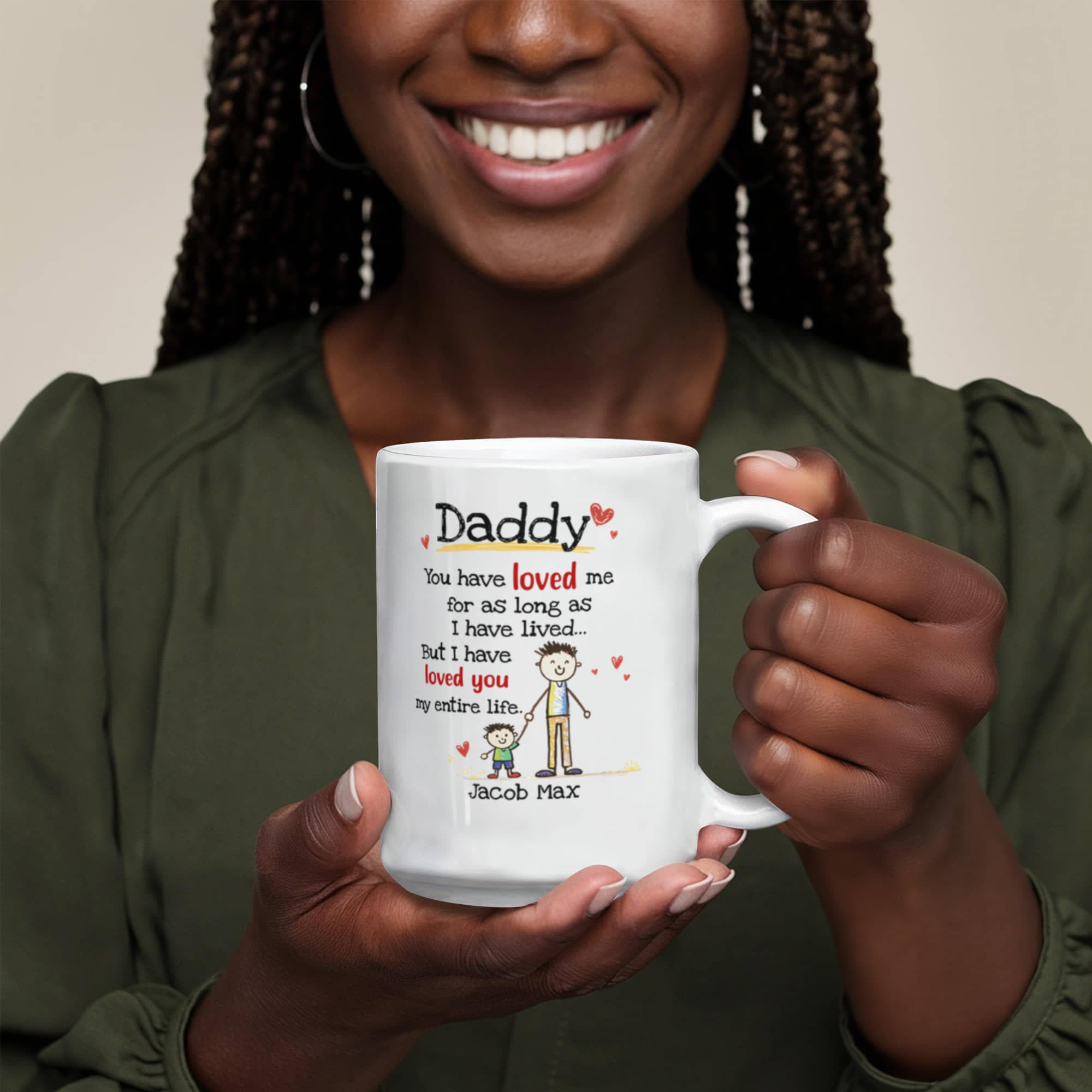 Daddy Personalized Mug from Kids – Custom Dad Coffee Mug with Kids Names, Sentimental Father’s Day Gift for Daddy