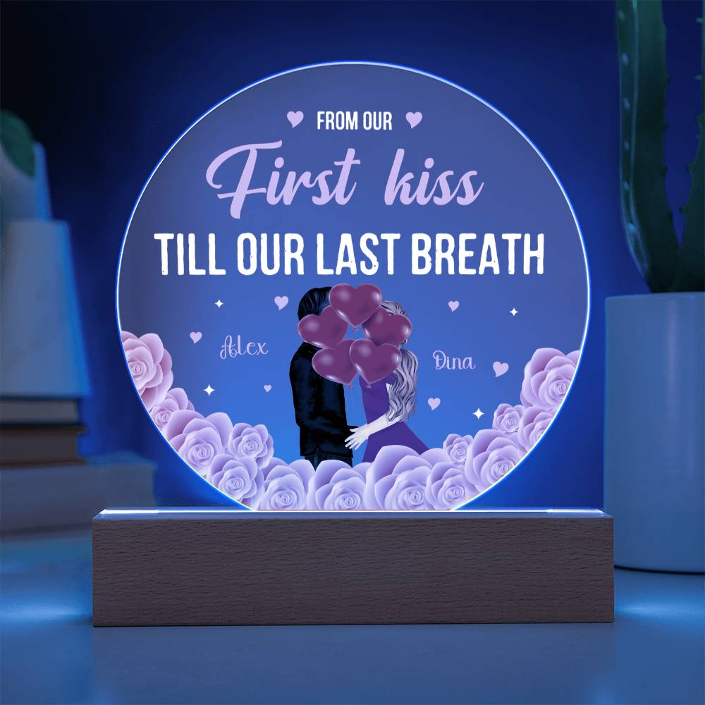 Personalized Valentine LED Acrylic Circle Plaque – Custom Names and Date Romantic Couple Gift