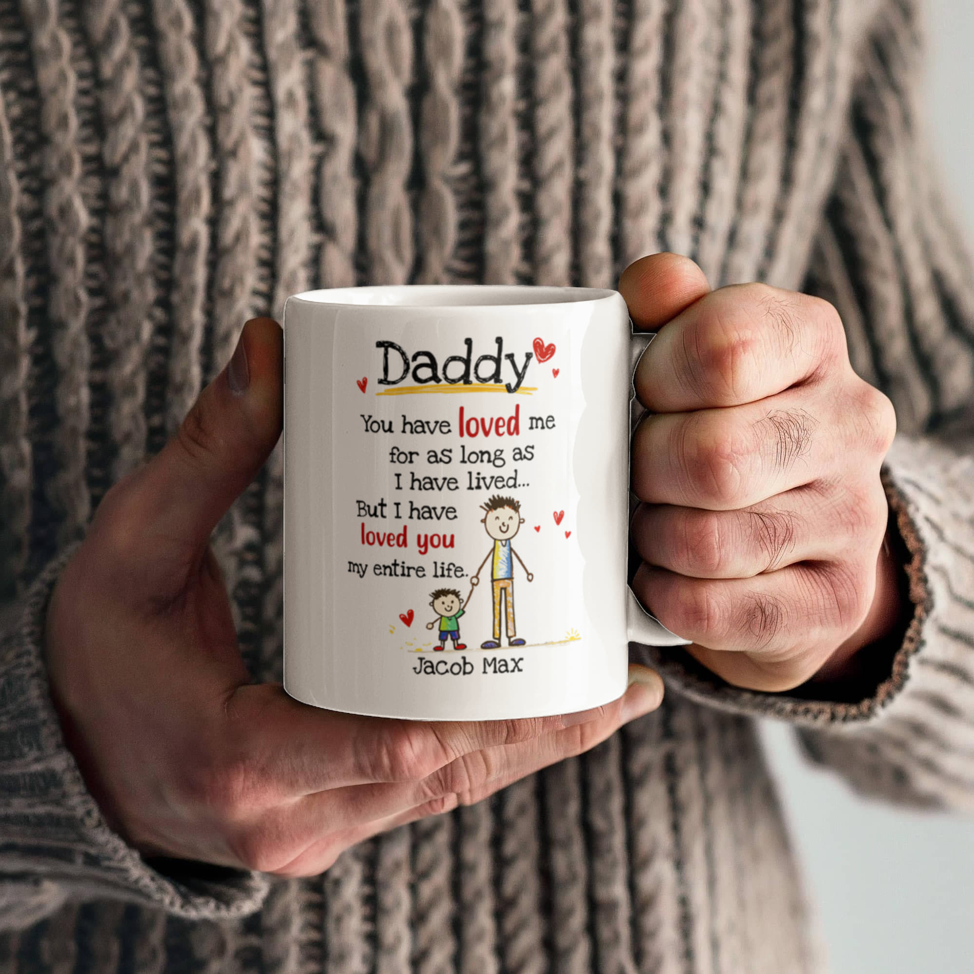 Daddy Personalized Mug from Kids – Custom Dad Coffee Mug with Kids Names, Sentimental Father’s Day Gift for Daddy