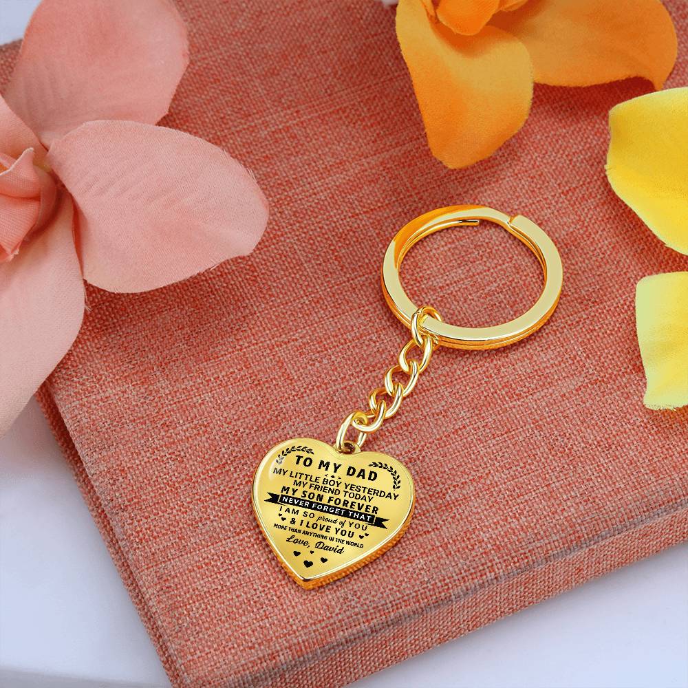 To My Dad Heart Keychain Gift from Son, My Son Forever Personalized Keepsake Gift