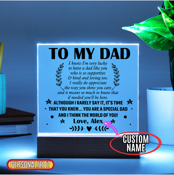 Personalized To My Dad LED Night Light Plaque - Emotional Father&