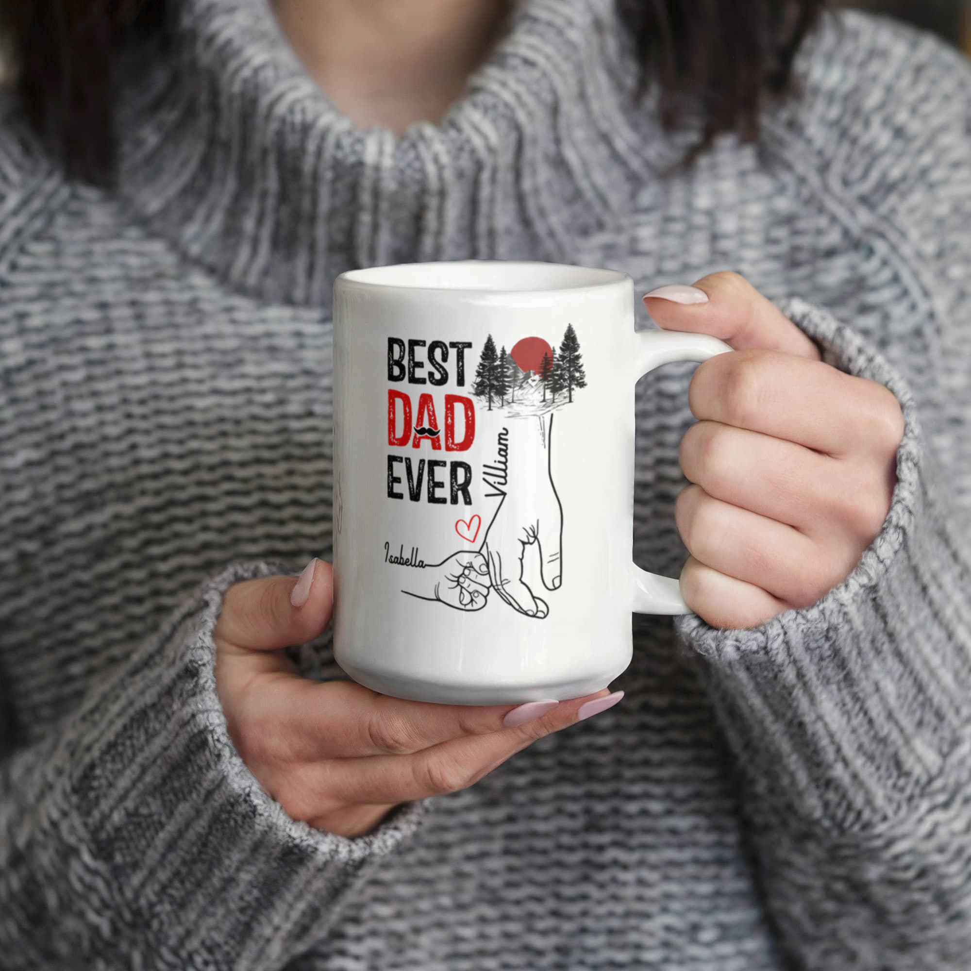 Best Dad Ever Personalized Mug – Custom Dad Coffee Mug with Kids Names, Father’s Day Gift from Kids