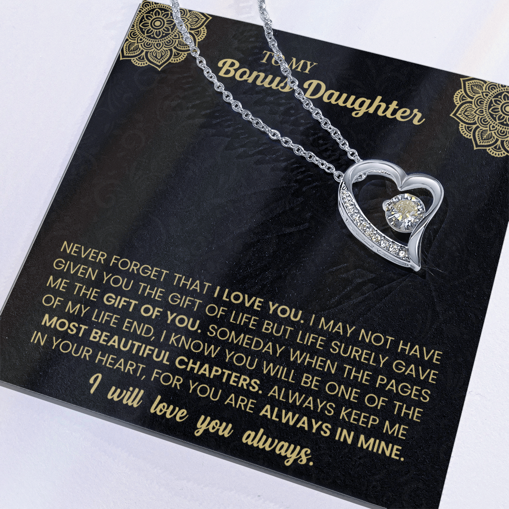 Forever Love Necklace for Bonus Daughter – Meaningful Gift from Stepparent, Symbol of Unconditional Love - Whimsical Shoppe