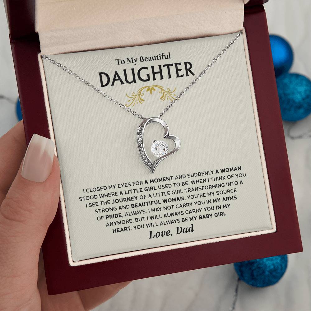 Forever Love Necklace for Daughter – Meaningful Gift from Dad, Symbol of Pride, Love & Growing Up - Whimsical Shoppe