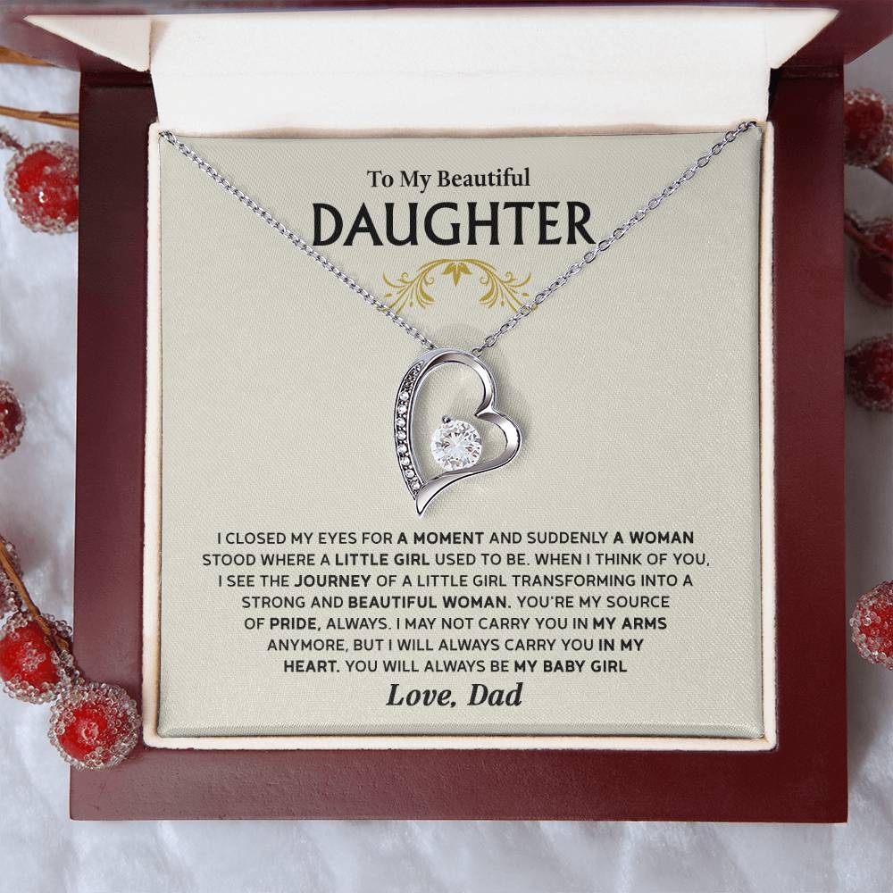 Forever Love Necklace for Daughter – Meaningful Gift from Dad, Symbol of Pride, Love & Growing Up - Whimsical Shoppe