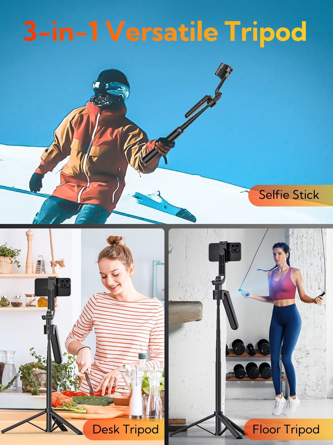 C17 Tripod 360°Auto-Rotation AI Tracking Remote Control Bluetooth Shooting Quadrapod Selfie Stick Stabilizer