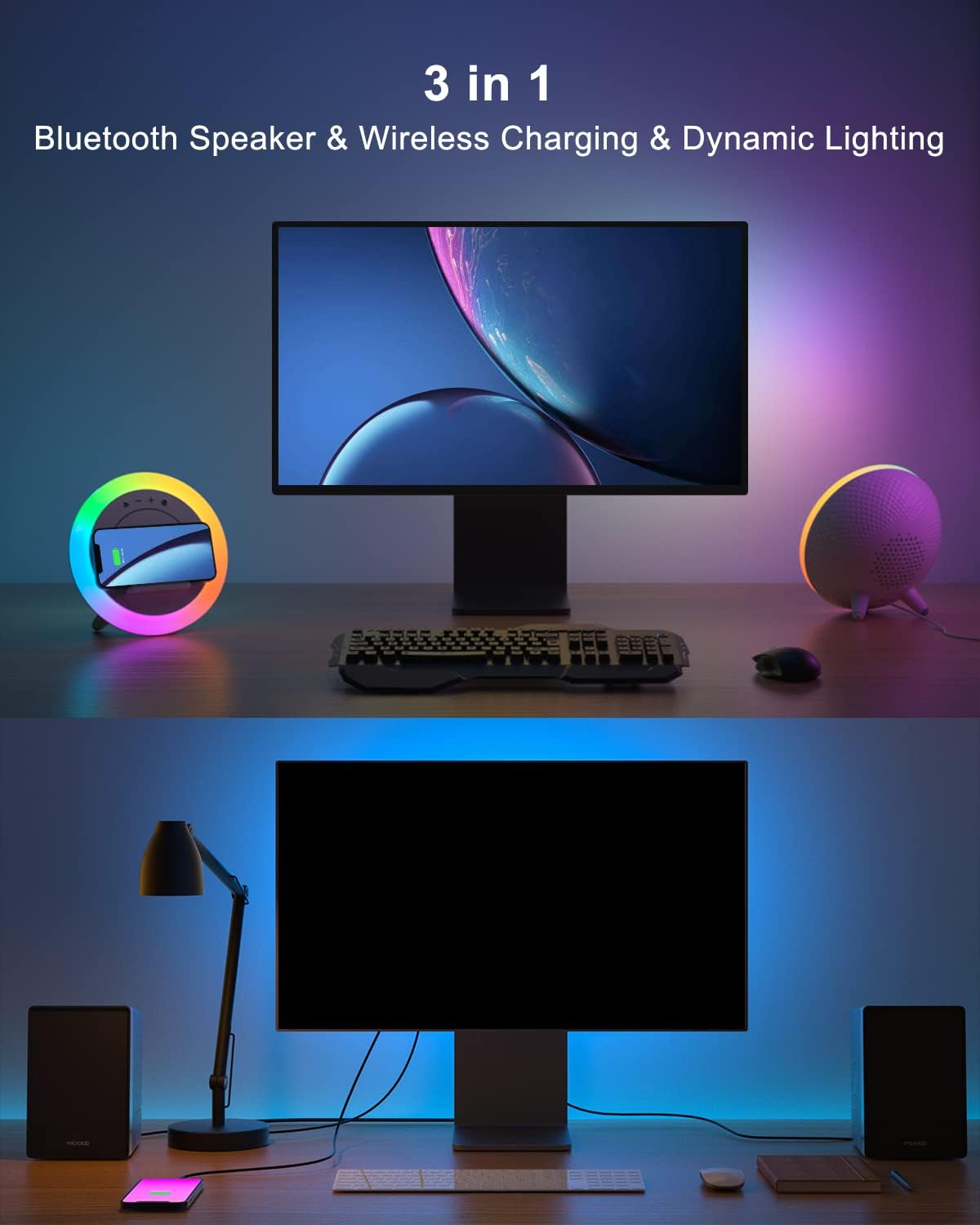 GlowWave Bluetooth Speaker and Wireless Phone Charger