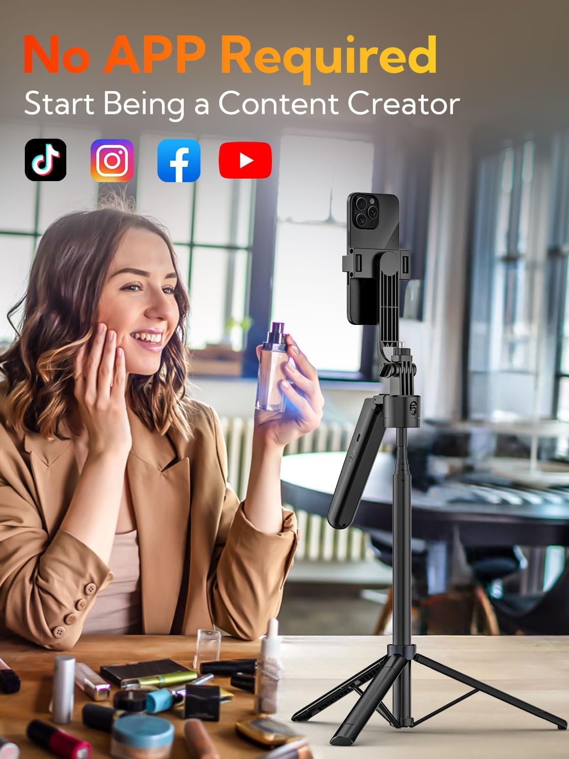 C17 Tripod 360°Auto-Rotation AI Tracking Remote Control Bluetooth Shooting Quadrapod Selfie Stick Stabilizer