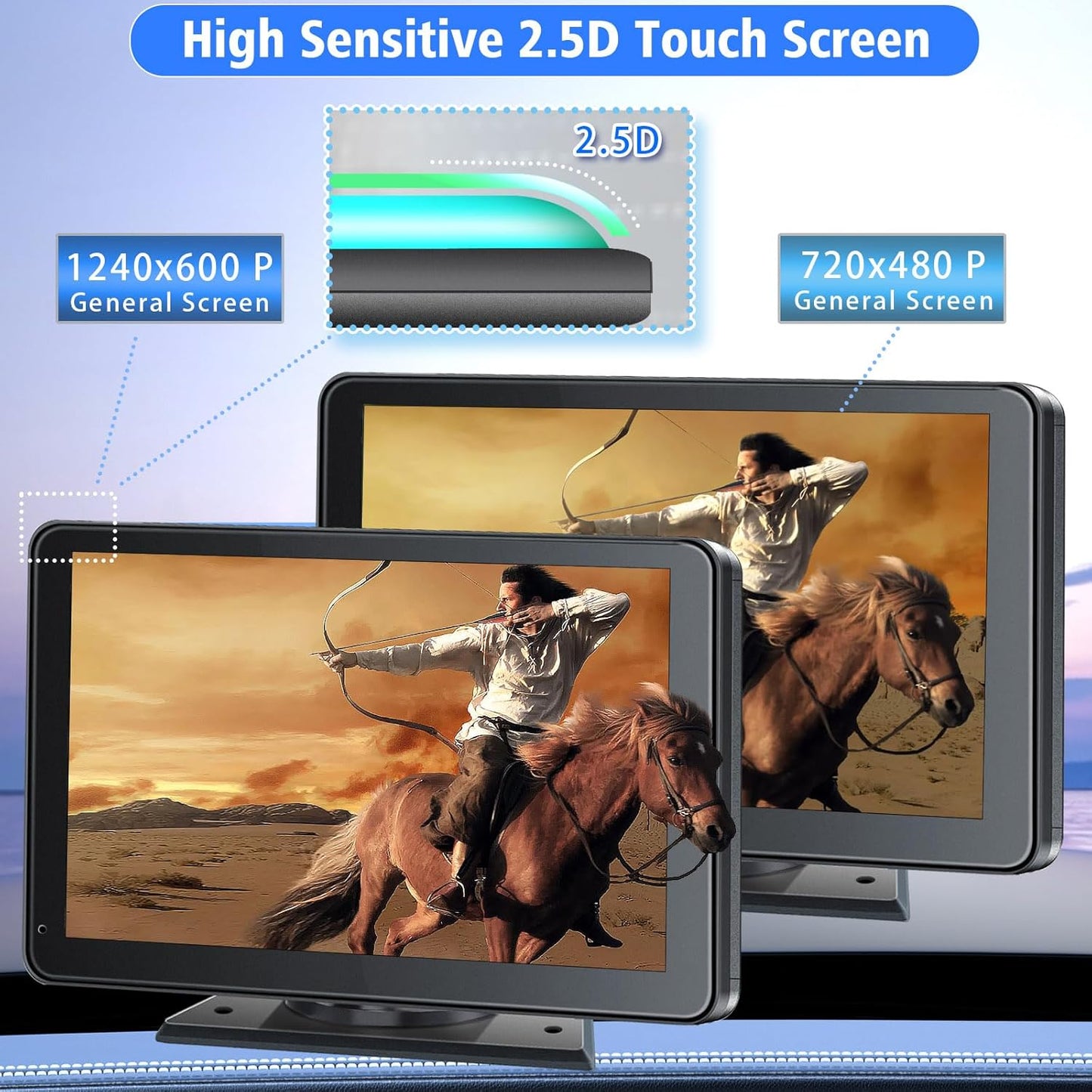 Portable Wireless APPLE Carplay and Android Auto Screen 7" HD Touch Screen