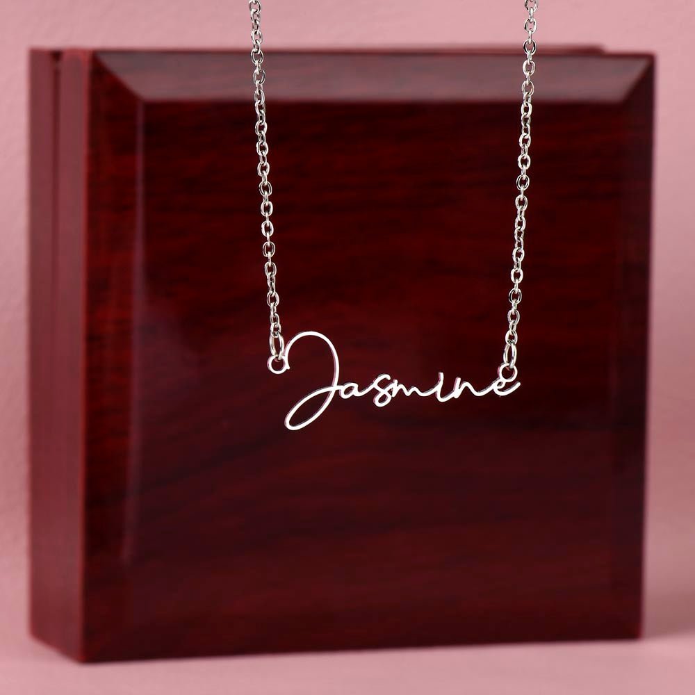 Personalized Signature Name Necklace – For My Sister | Custom Handwritten Script Pendant (Adjustable Chain) - Whimsical Shoppe