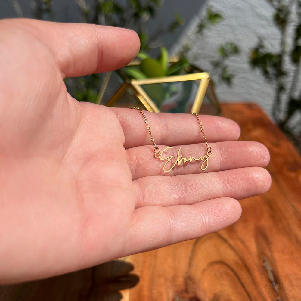 Personalized Signature Name Necklace – For My Sister | Custom Handwritten Script Pendant (Adjustable Chain) - Whimsical Shoppe