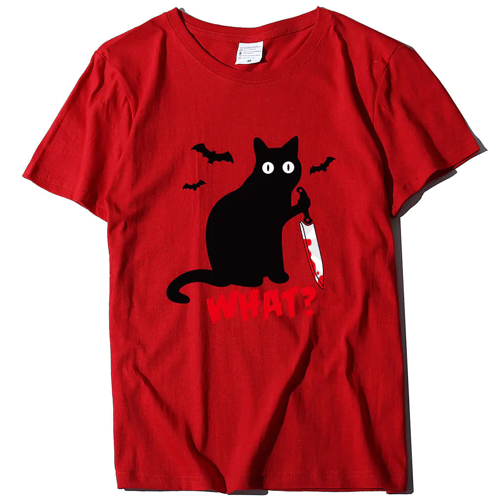 Cat T-Shirt with Blood Dagger Design