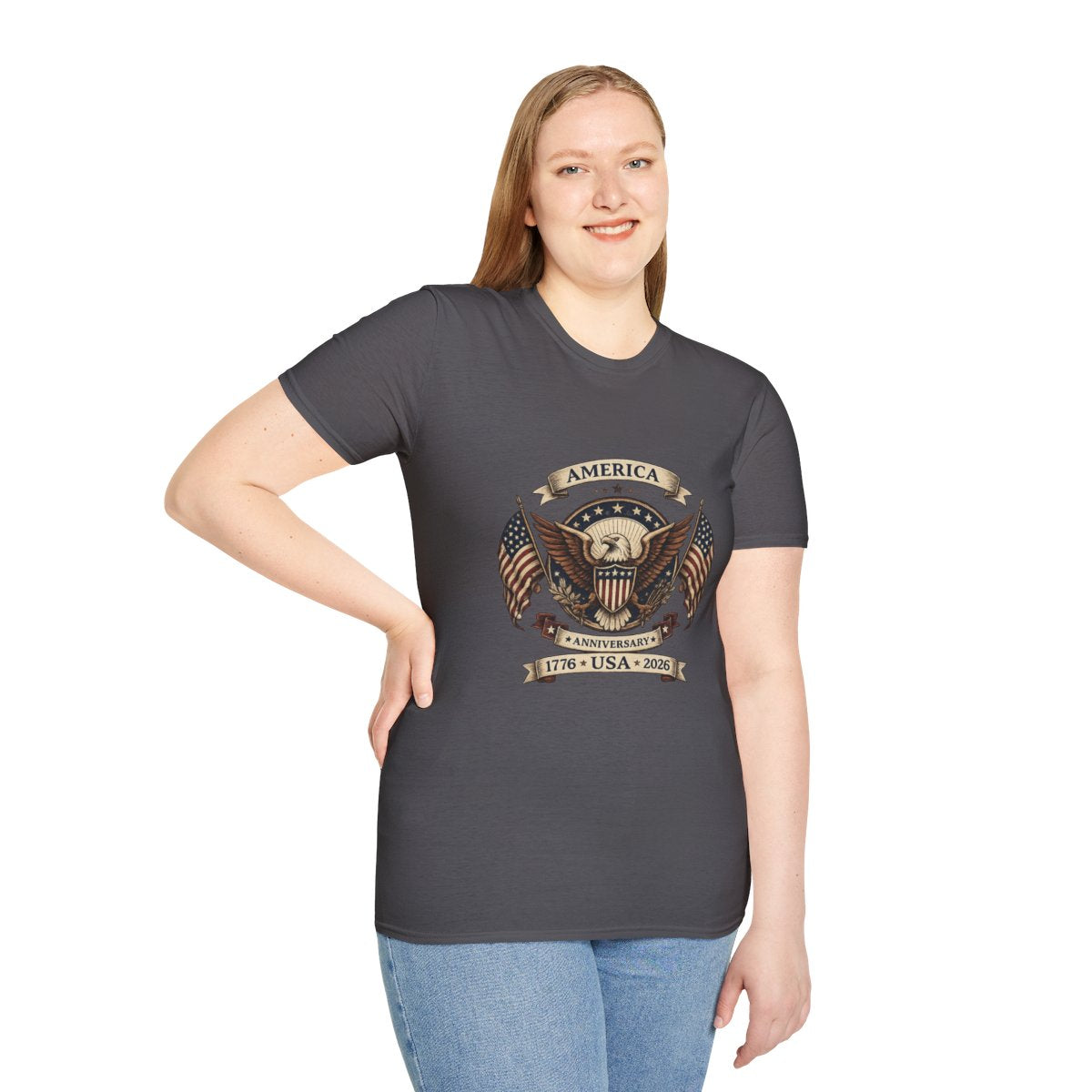 America 250th Anniversary Shirt – Patriotic Eagle Unisex Softstyle Tee