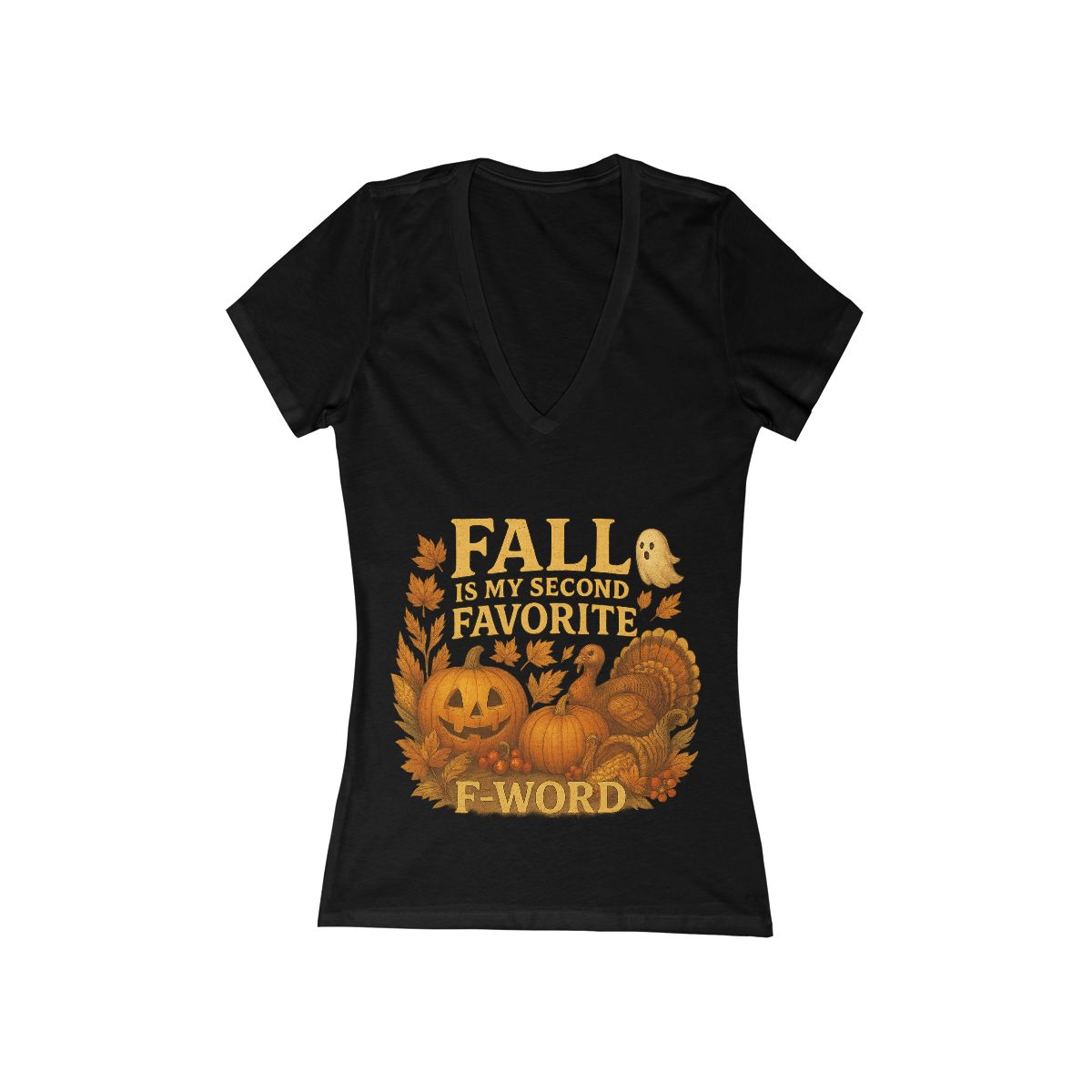 Funny Fall T-Shirt - Second Favorite F-Word (Pumpkin & Turkey)