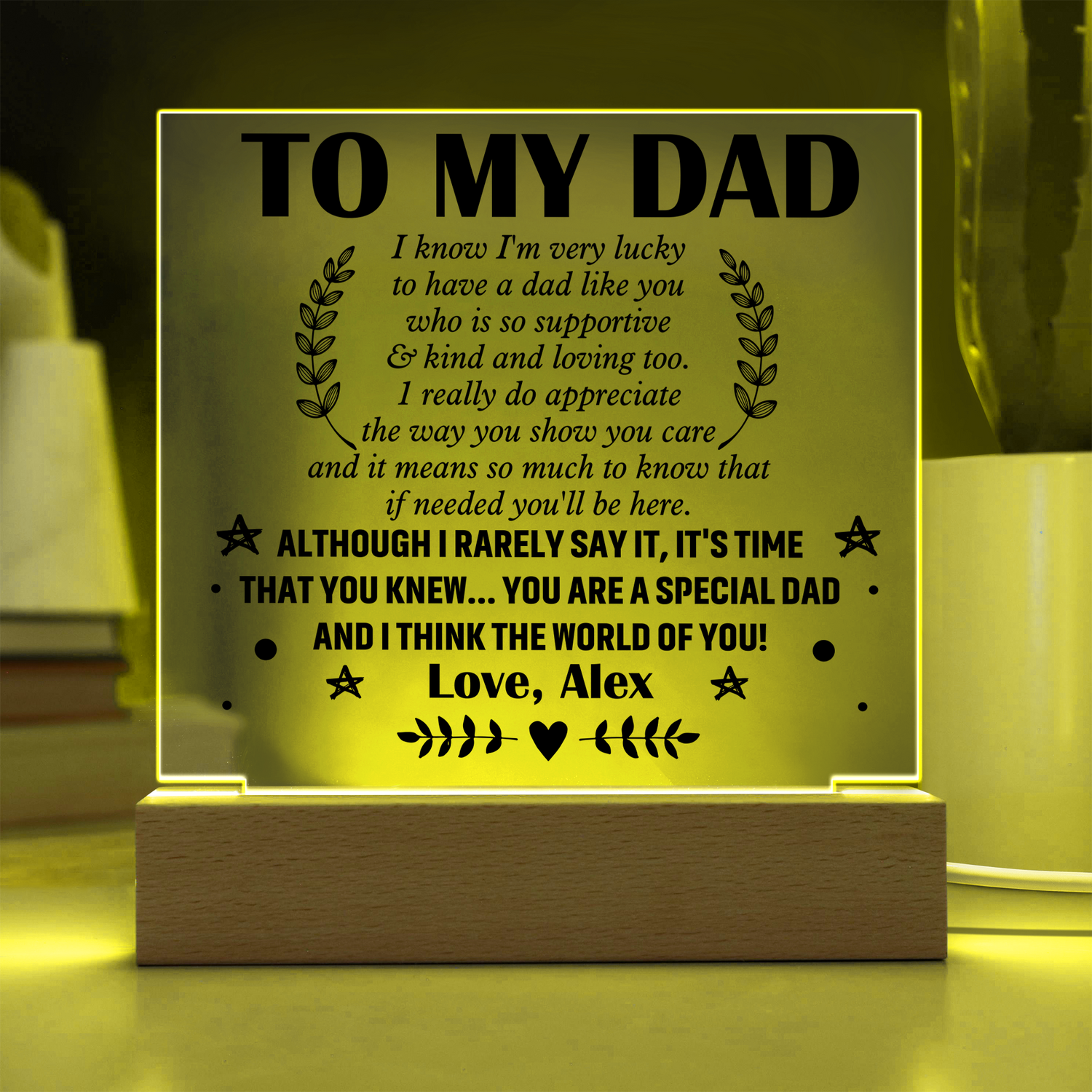 Personalized To My Dad LED Night Light Plaque - Emotional Father&