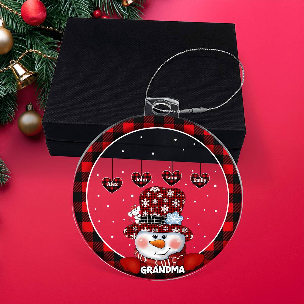 Custom 1–8 Name Christmas Bulb Acrylic Ornament – Personalized Heart Family Names