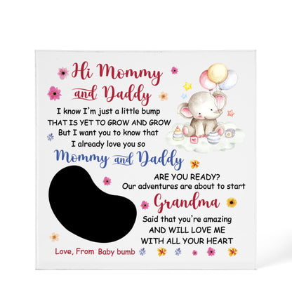 Hi Mommy and Daddy Acrylic Block – Baby Bump Pregnancy Announcement Gift