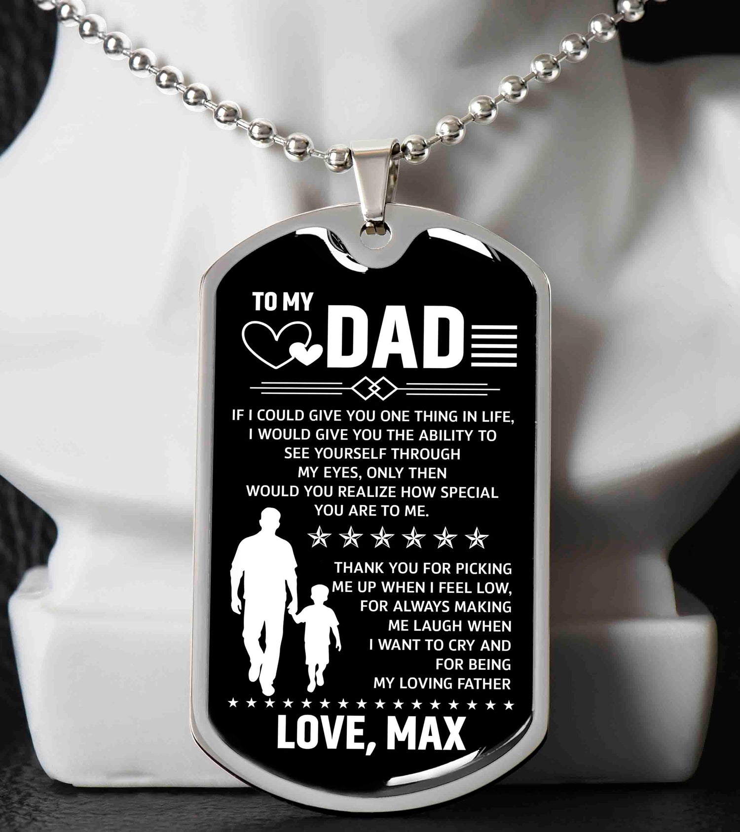 To my dad dog tag necklace gift
