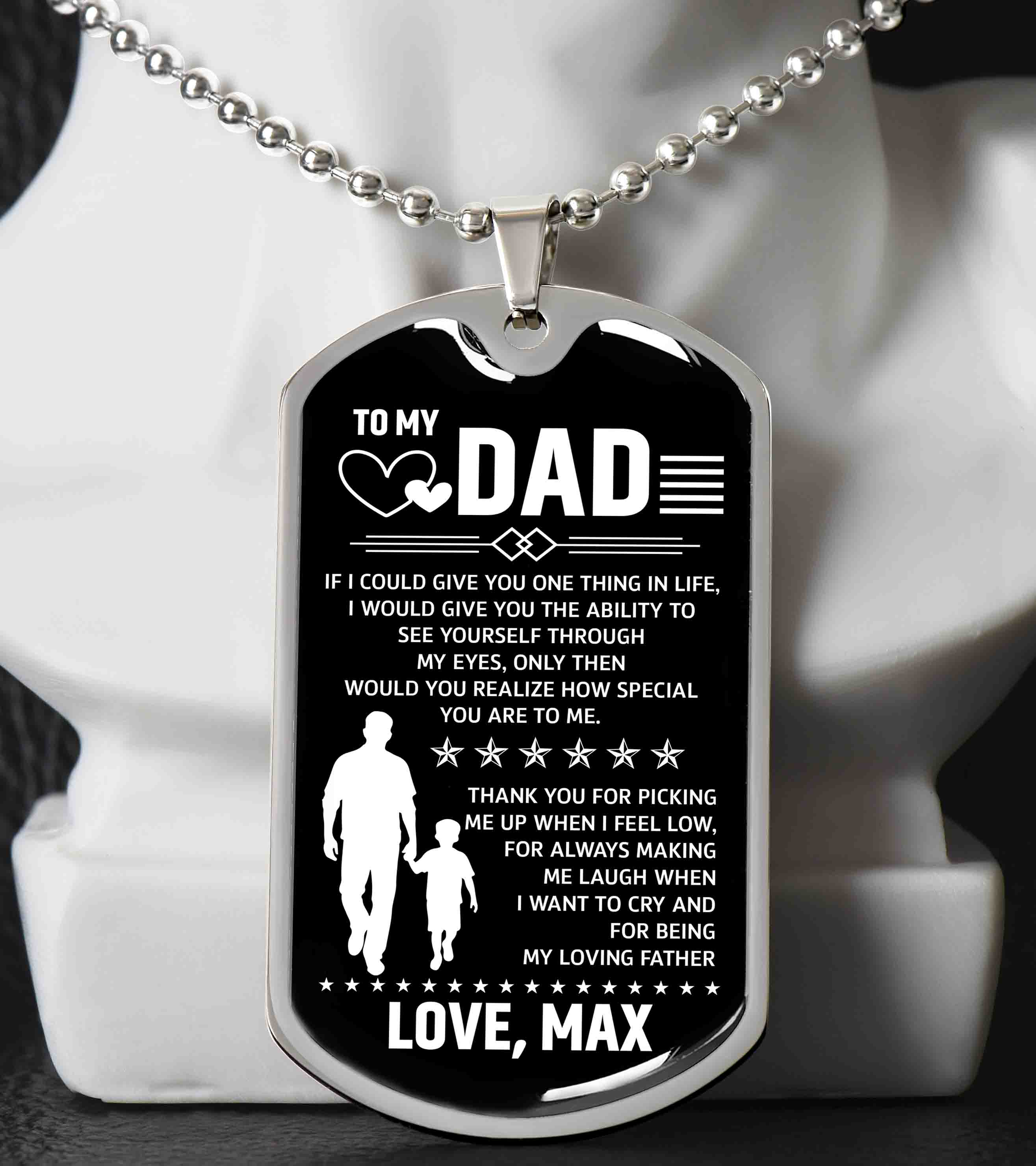 To my dad dog tag necklace gift
