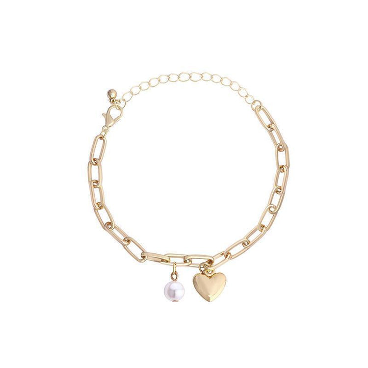Heart-Shaped Pendant Bracelet Set for Girls - Handmade Elegant Design with Charm, Perfect Gift for Mom & Daughter Jewellery Love