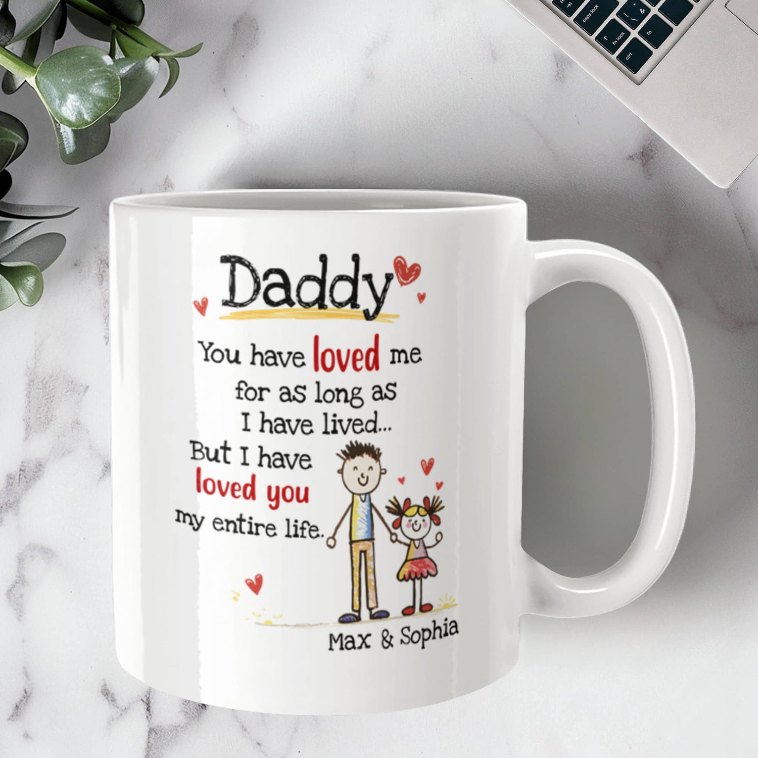 Daddy Personalized Mug from Kids – Custom Dad Coffee Mug with Kids Names, Sentimental Father’s Day Gift for Daddy