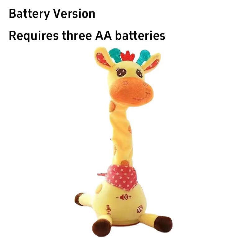 2025 Upgraded Music Giraffe Ornament English Version Singing, Dancing Repeating Your Words with Shining LED Lights Kid Day Gifts