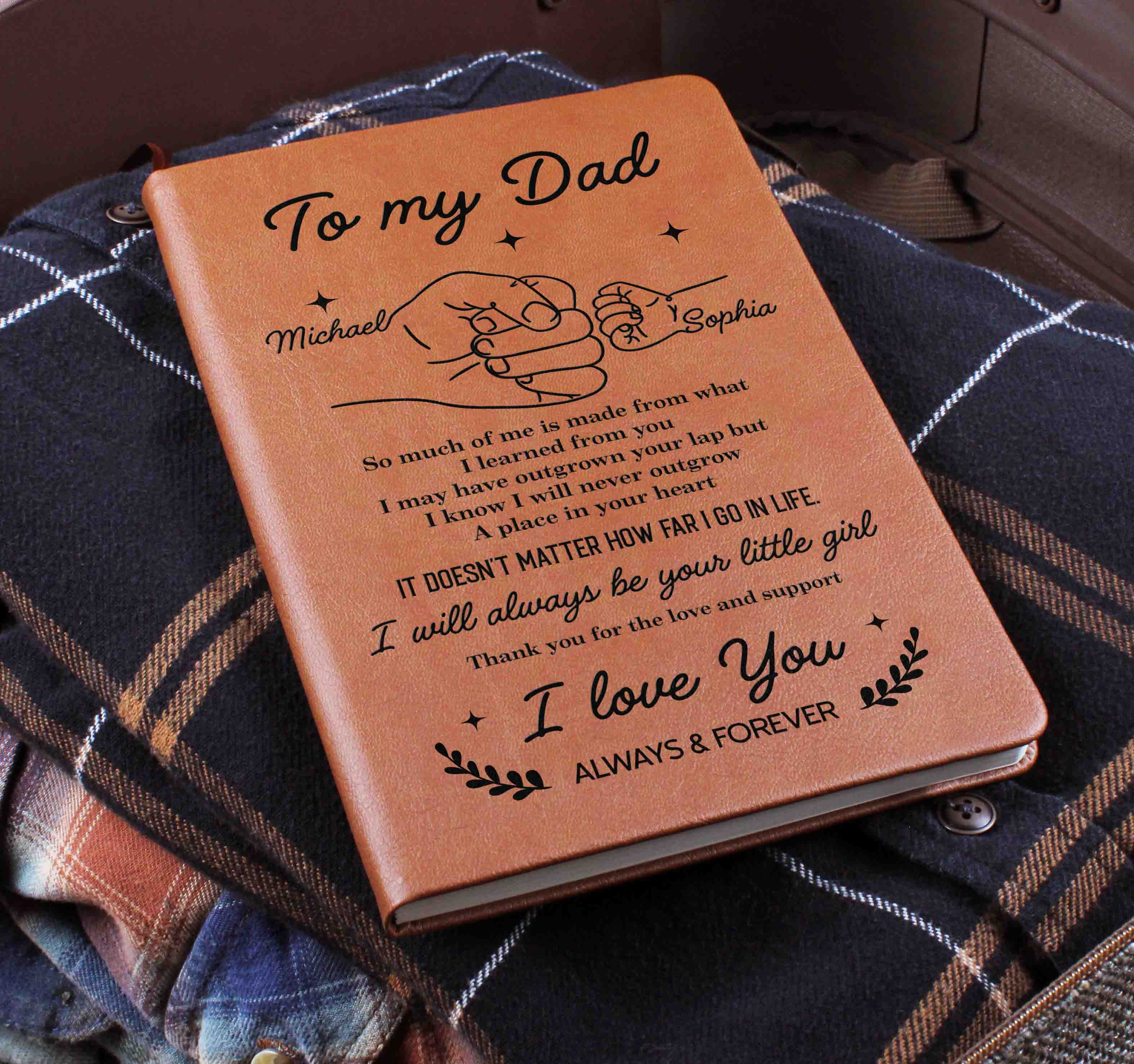 To My Dad Personalized Leather Journal Gift from Daughter, I Will Always Be Your Little Girl Keepsake Notebook