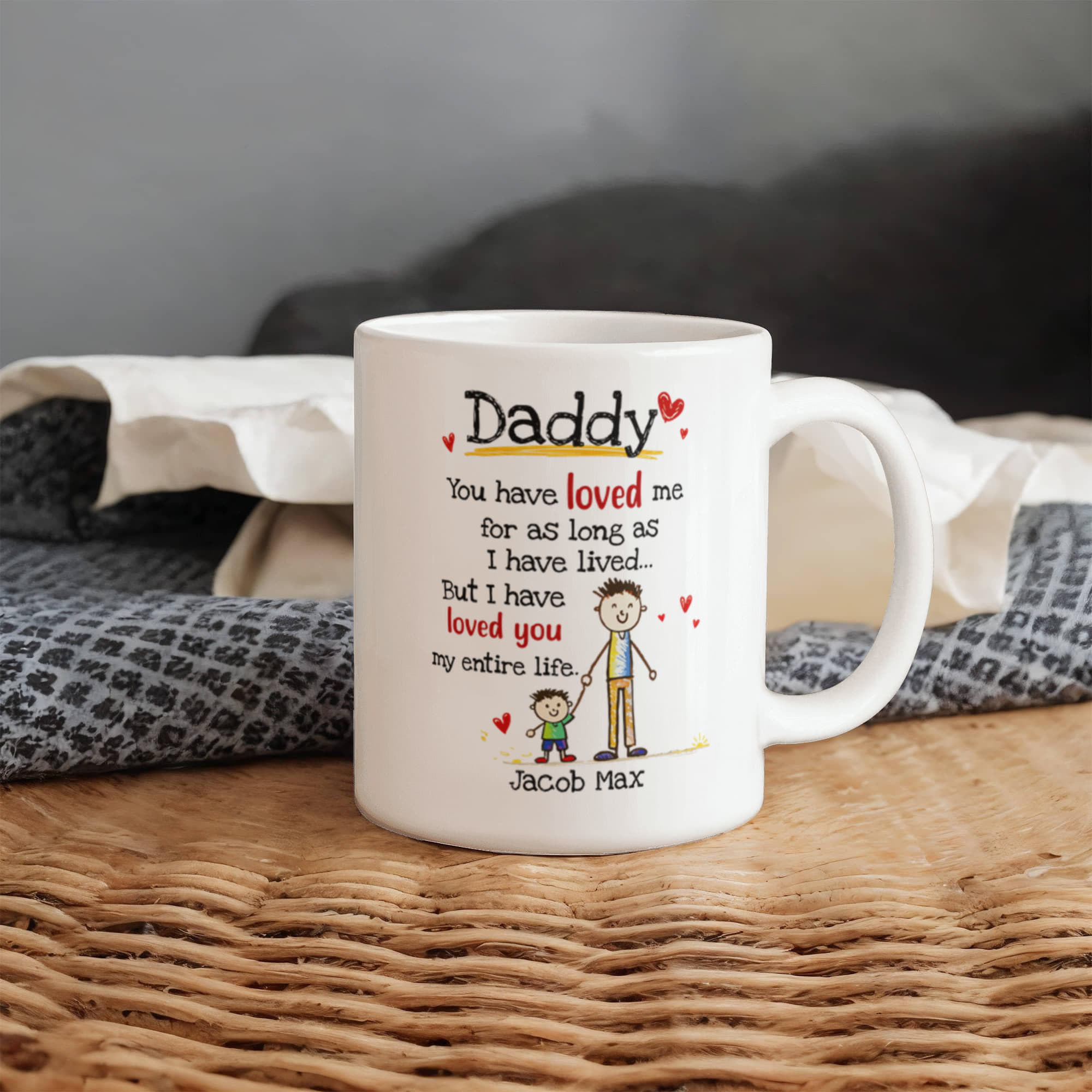 Daddy Personalized Mug from Kids – Custom Dad Coffee Mug with Kids Names, Sentimental Father’s Day Gift for Daddy