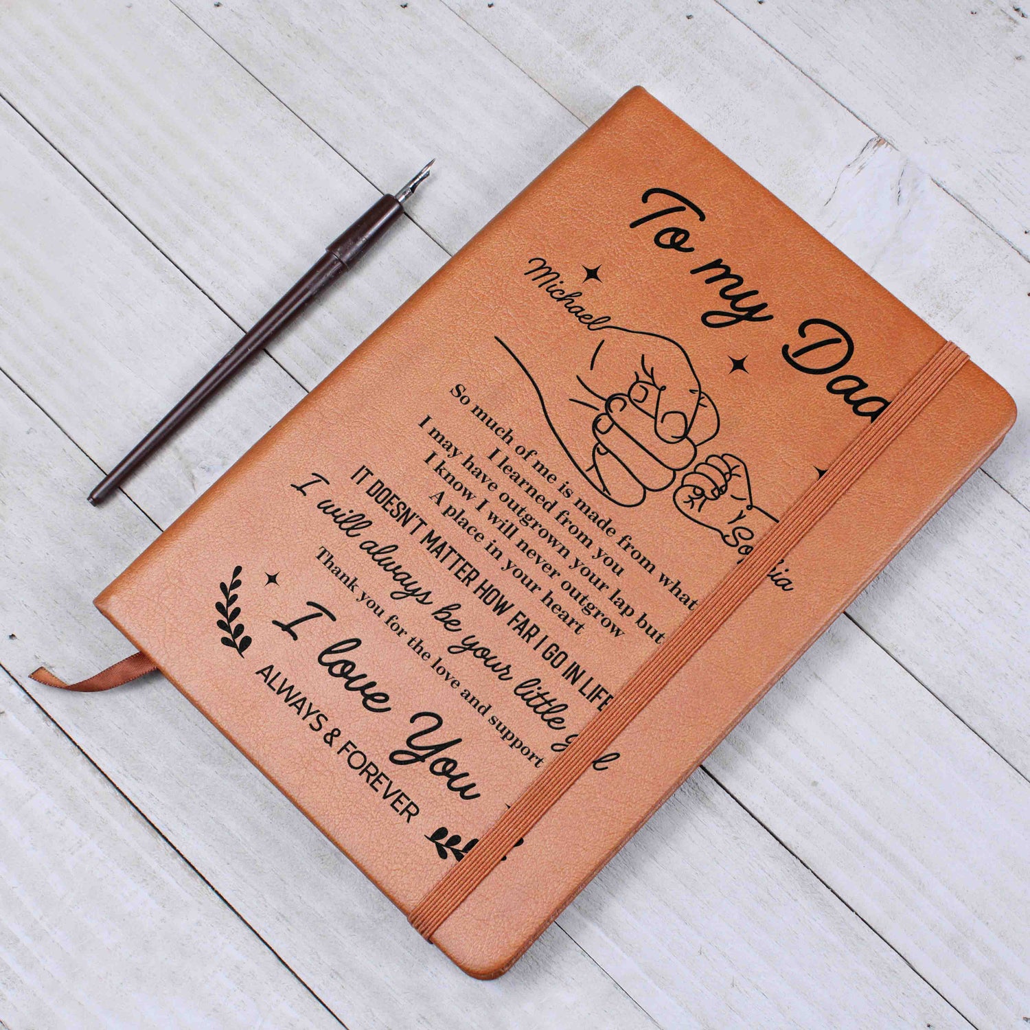 To My Dad Personalized Leather Journal Gift from Daughter, I Will Always Be Your Little Girl Keepsake Notebook