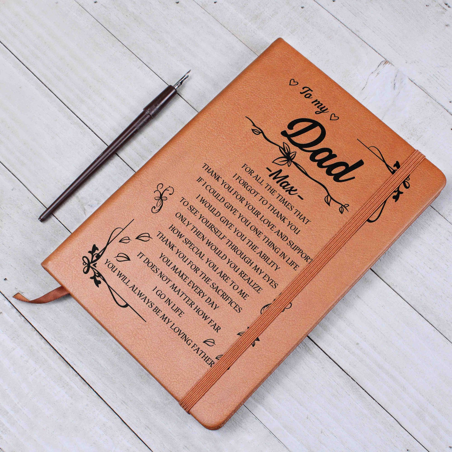 To My Dad Personalized Leather Journal Gift from Daughter, Loving Father Keepsake Notebook Gift