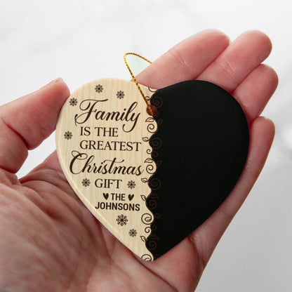 Personalized Family Photo Heart Ornament – Custom Family Name Ceramic Christmas Ornament, Holiday Keepsake for Parents &amp; Grandparents