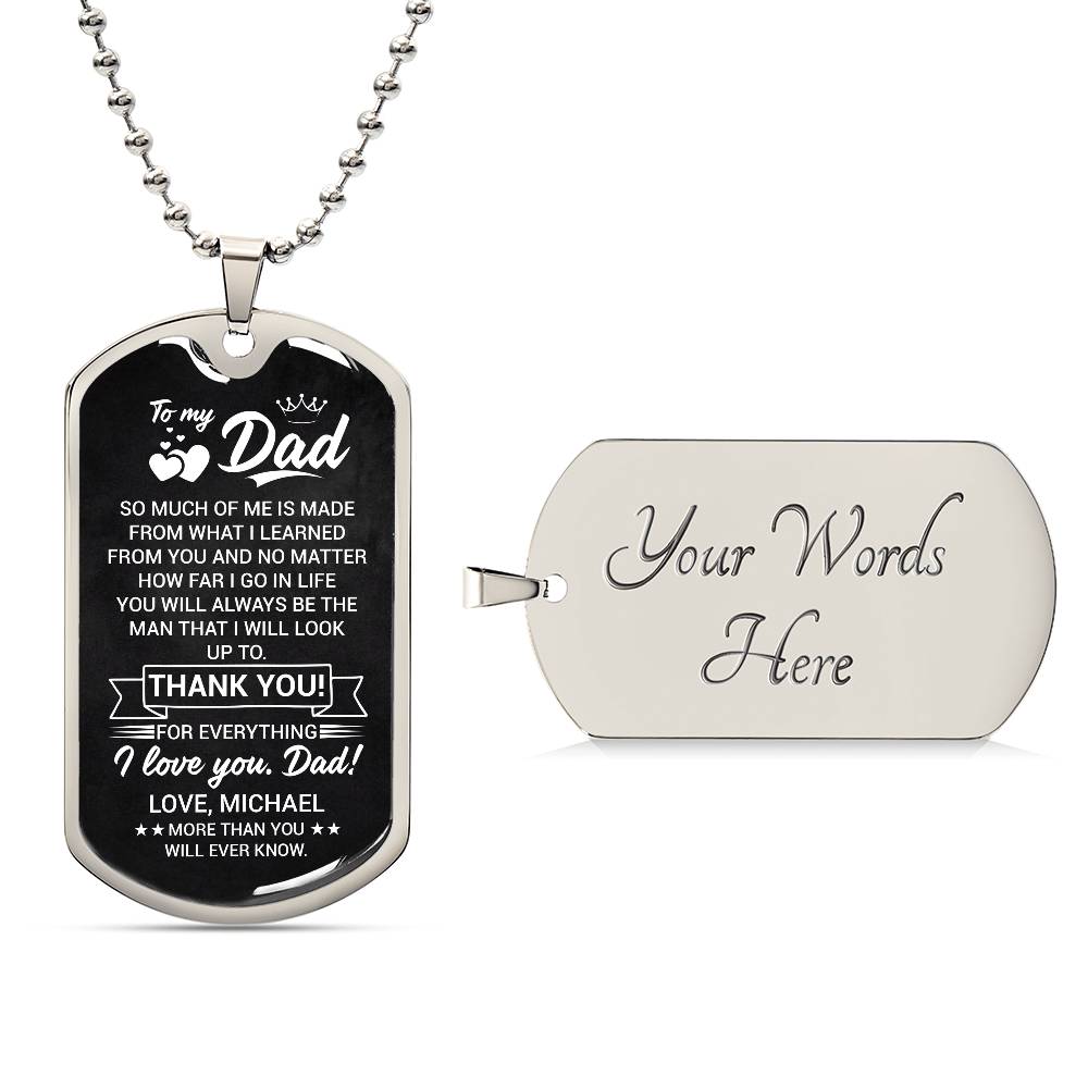 Personalized To My Dad Dog Tag Necklace - Emotional Father&
