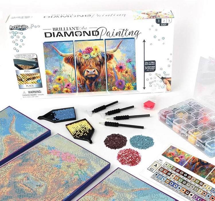 Artskills Diamond Painting Kits on Stretched Canvas 21" X 14" Complete Professional Set with Accessories for DIY Artistic Creations