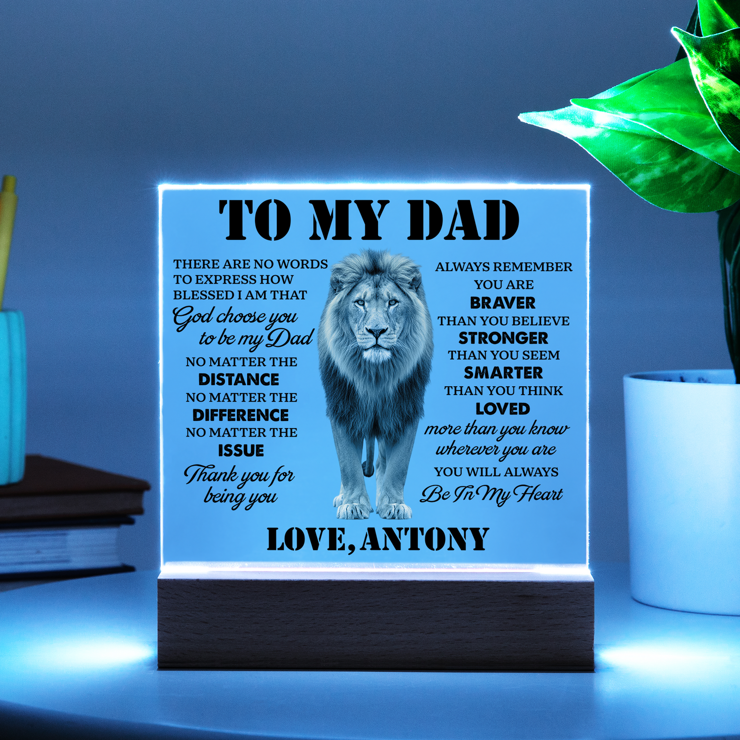 Personalized To My Dad LED Night Light Plaque - Emotional Father&