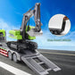 RC Semi Truck & Excavator Toy Set,1:12 RC Semi-Trailer Truck with Sound and Lights,2.4Ghz Remote Control Flatbed Truck with Green Excavator Toys Remoto