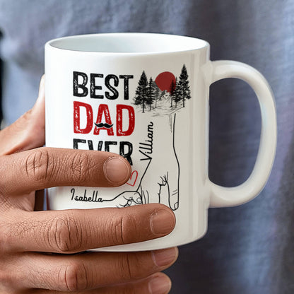 Best Dad Ever Personalized Mug – Custom Dad Coffee Mug with Kids Names, Father’s Day Gift from Kids
