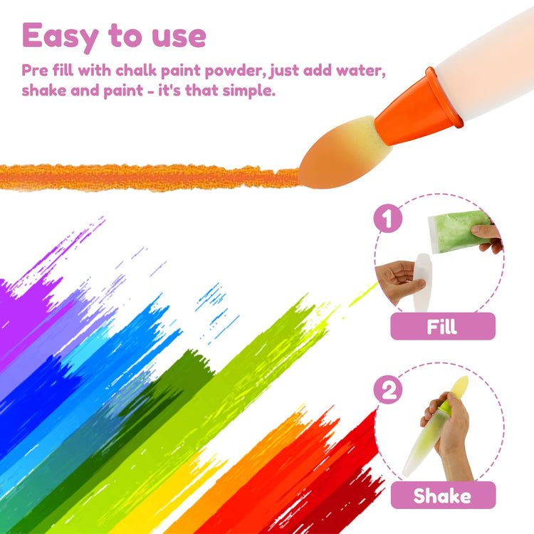 6Pcs Sidewalk Chalk Paint Brush Set Washable Soft with Foam Brush Head Kid Toys Kids Painting Brush Set Drawing Art Stationary