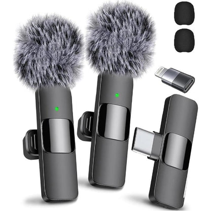 2 Mini Microphones with Clearer Audio for Video Recording, Interview, Vlog，Noise Reduction Device Noise Cancellation Stereo Wireless Vlogging Tools Handheld Mic Microfono Minimic