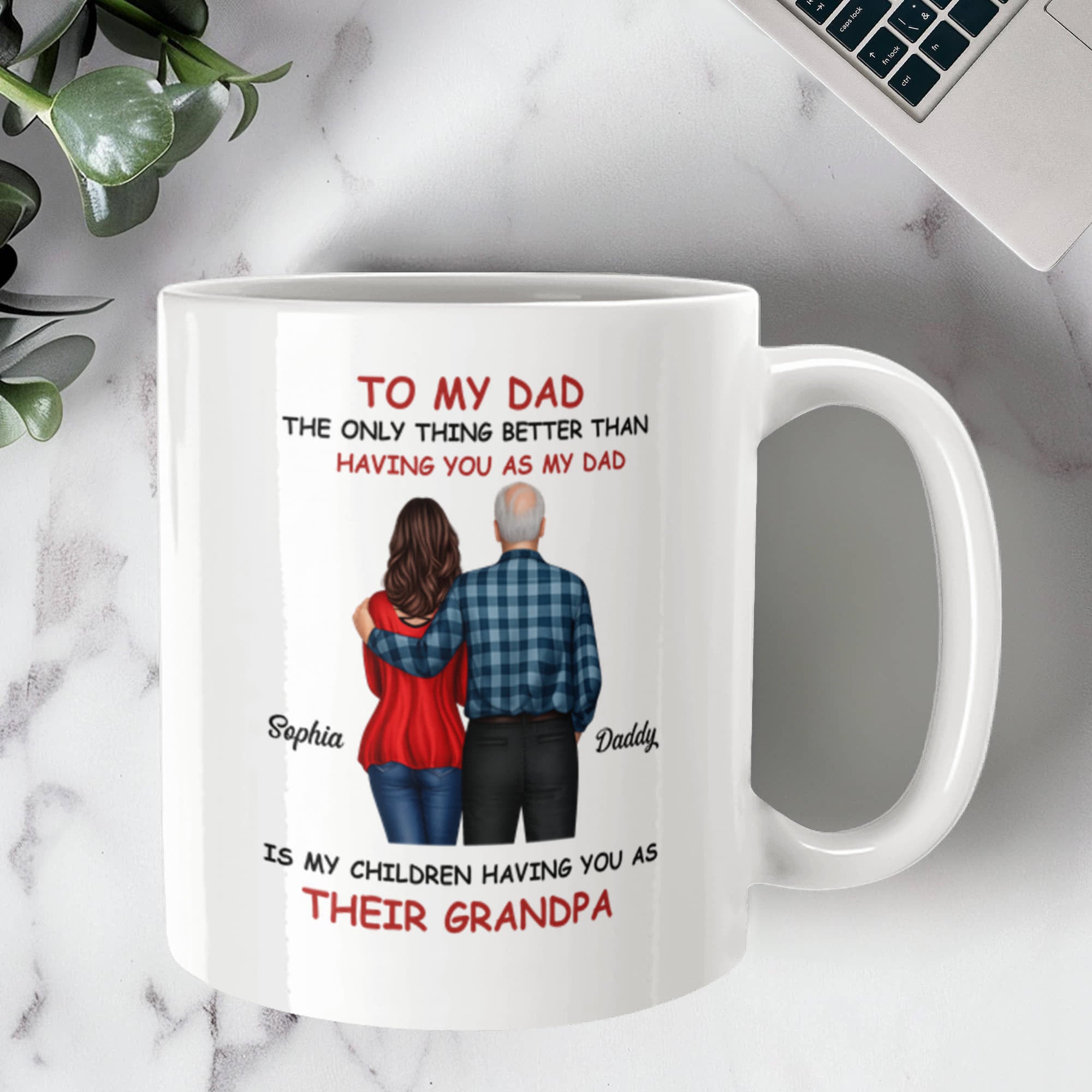 To My Dad Grandpa Mug – Father to Grandpa Gift, Personalized Dad Mug from Daughter, Father&