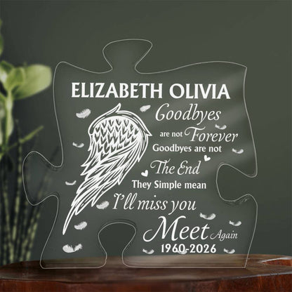 In loving memory acrylic puzzle plaque for loved one