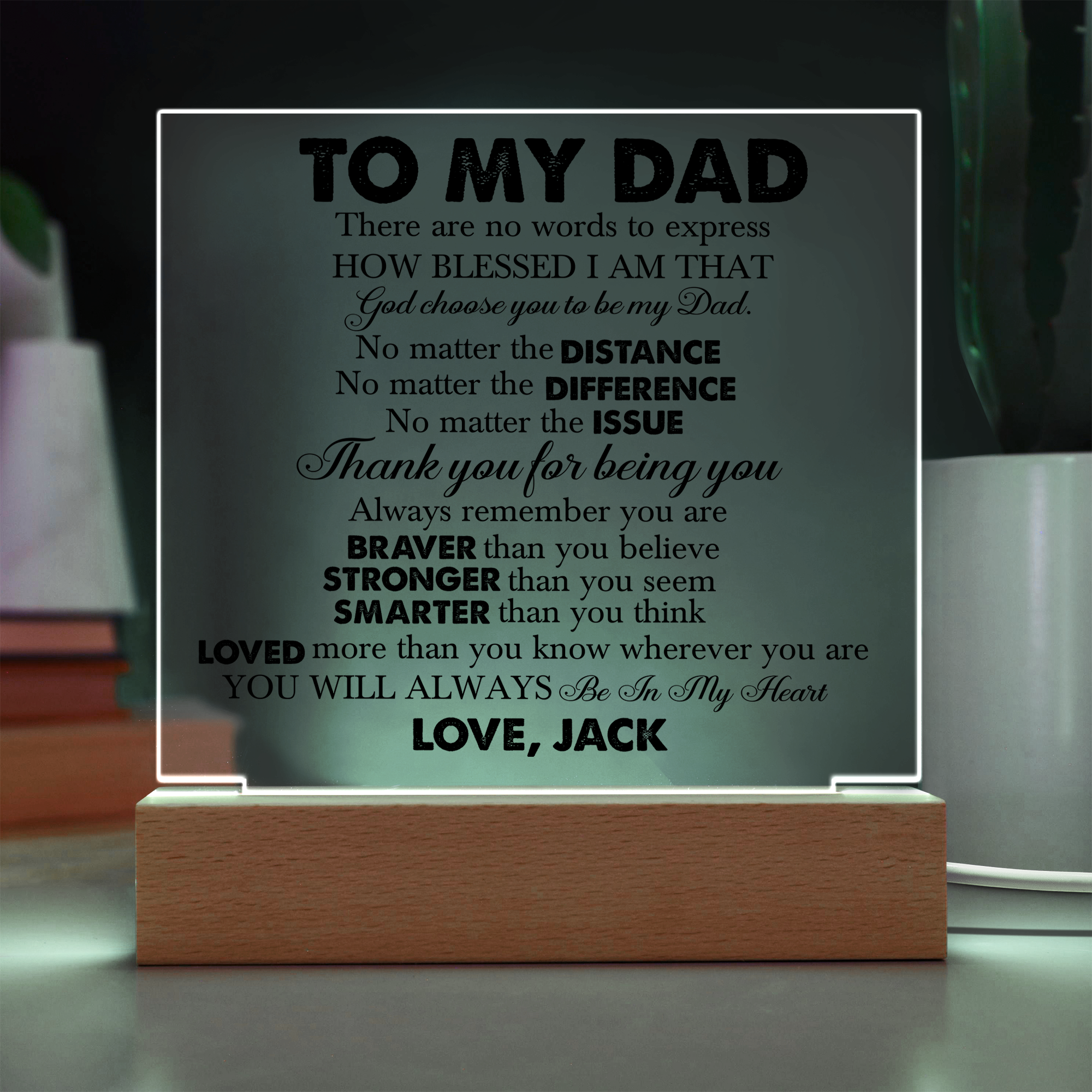 To my dad personalized acrylic LED plaque gift

