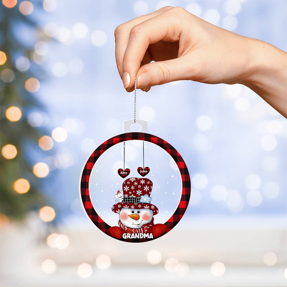 Custom 1–8 Name Christmas Bulb Acrylic Ornament – Personalized Heart Family Names
