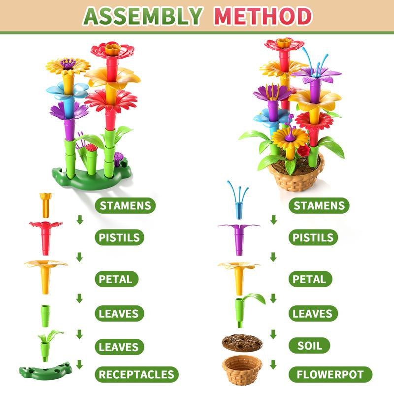 Flower Garden Building Toys with Storage Box,Building Flower Education Stem Project,Birthday/Christmas Toy Set