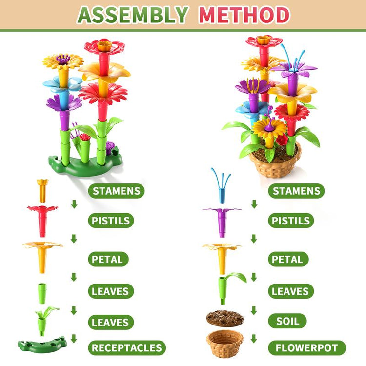 Flower Garden Building Toys with Storage Box,Building Flower Education Stem Project,Birthday/Christmas Toy Set