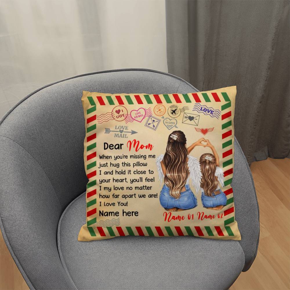 Dear Mom Personalized Pillow – Custom Mom Gift from Daughter, Mother’s Day Gift for Mom, Sentimental Mom Throw Pillow with Names