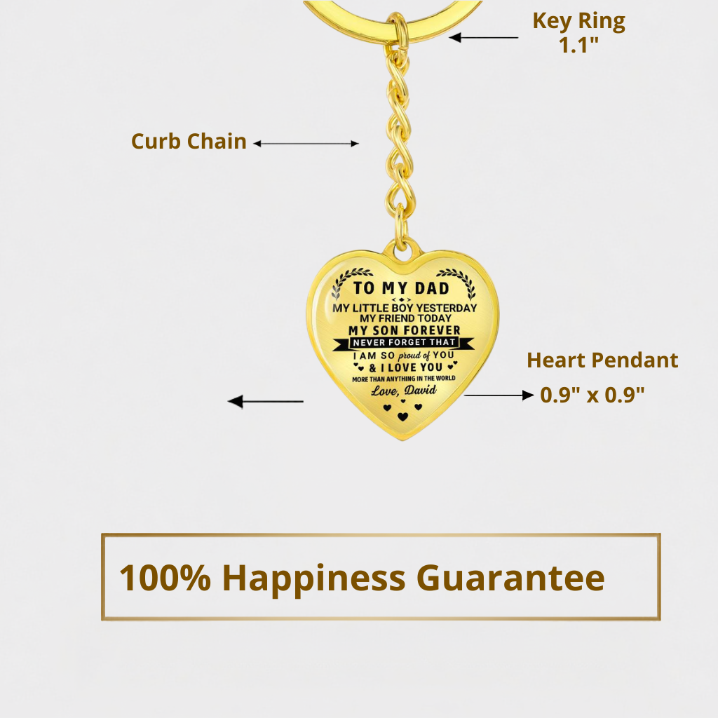 To My Dad Heart Keychain Gift from Son, My Son Forever Personalized Keepsake Gift